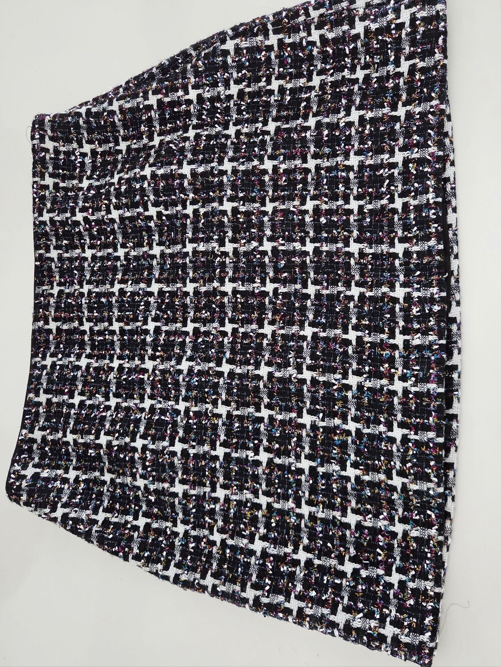 LOFT Black and White Tweed Mini Skirt with Multicolor Flecks